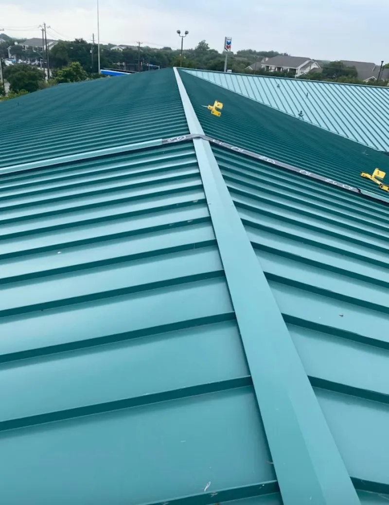 Green commercial metal roof ridge and valley for Metal Roof Repair in Sterling Heights